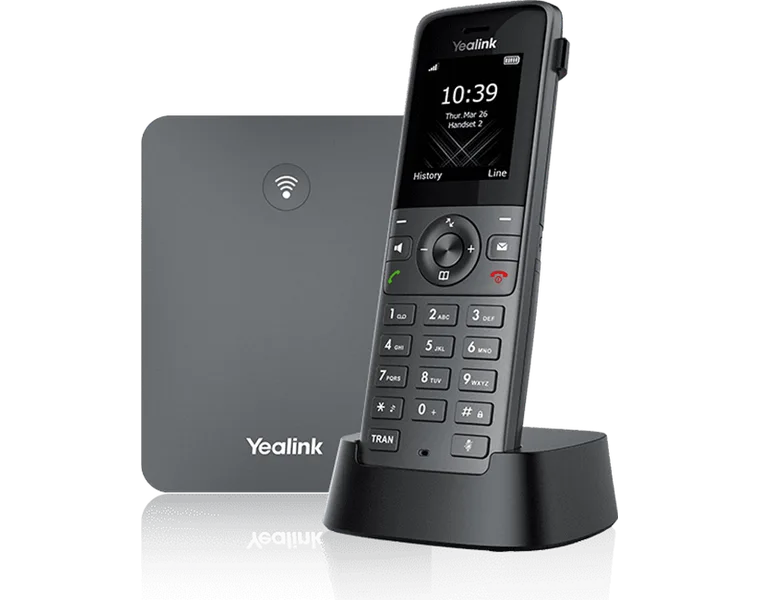 Yealink W73P : base DECT et combiné sans fil sur son socle de charge